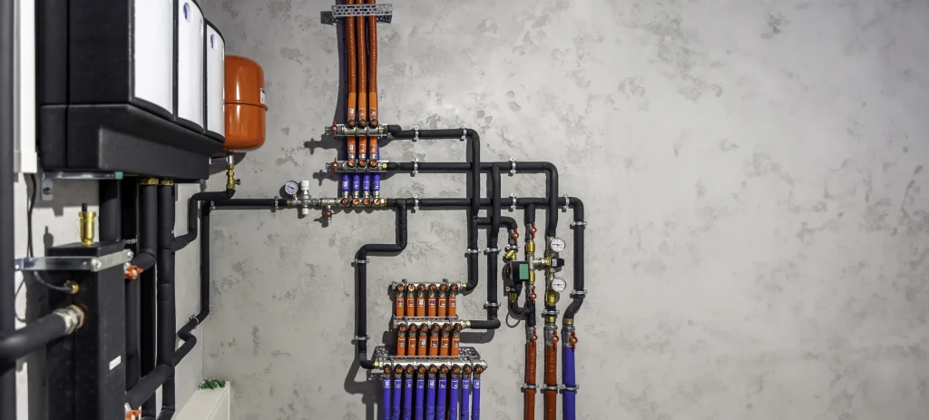 modern autonomous heating system boiler room copy space